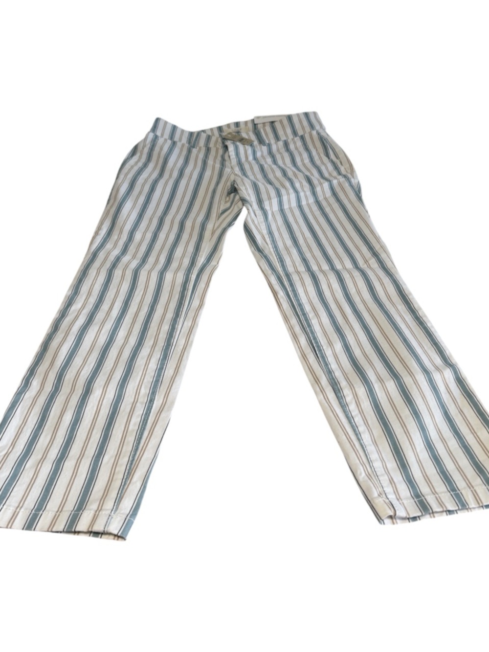 LOFT Women’s Striped Wide-Leg Pants in Blue and Cream